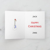 Guitar Happy Weihnachten Minimalistisch Zeichnend Karte (Innenseite)