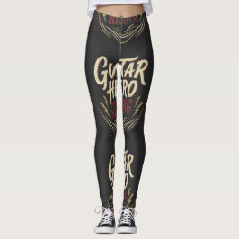 Guitar Hero Rising Vintage Rock Music Graphic Tee Leggings