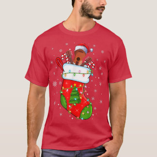 Guitar In Christmas Socks Funny Santa Guitar Xmas  T-Shirt
