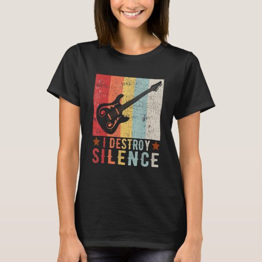 Guitar Instrument I Destroy Silence white 1 T-Shirt (Vorderseite)