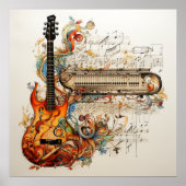 Guitar Keyboard Music Colorful Abstract Poster (Vorne)