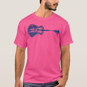 Guitar Lake Reflexionen In Blau Musikliebhaber Gui T-Shirt
