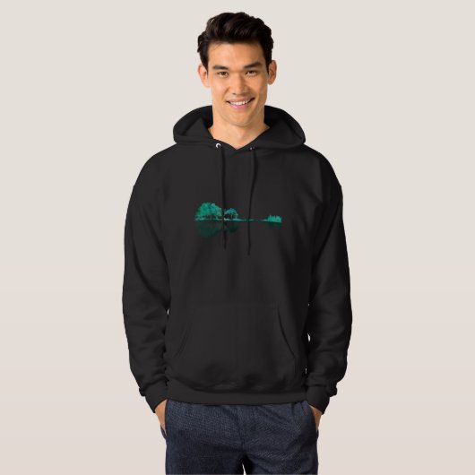 Guitar Lake Shadow Landschaft Liebe Gitarre Hoodie (Vorne ganz)