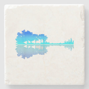 Guitar Lake Shadow Liebe Gitarrist Musiker Steinuntersetzer