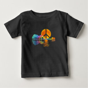 Guitar Lake Shadow Peace Liebe Guitar Hippie Baby T-shirt