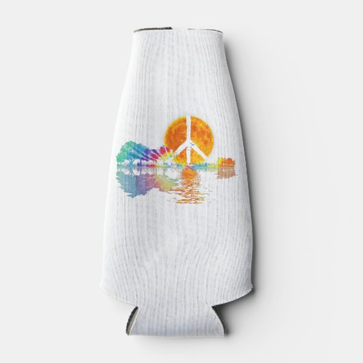 Guitar Lake Shadow Peace Liebe Guitar Hippie Flaschenkühler (Vorderseite)