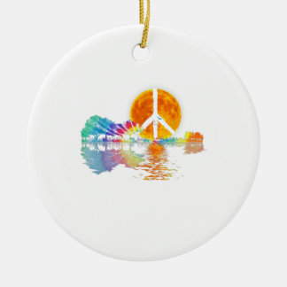 Guitar Lake Shadow Peace Liebe Guitar Hippie Keramik Ornament