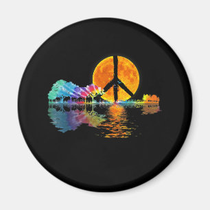 Guitar Lake Shadow Peace Liebe Guitar Hippie Magnet