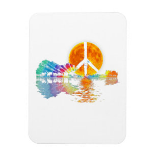 Guitar Lake Shadow Peace Liebe Guitar Hippie Magnet