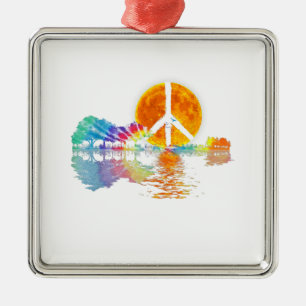 Guitar Lake Shadow Peace Liebe Guitar Hippie Ornament Aus Metall