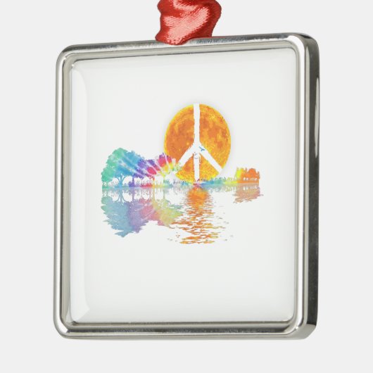 Guitar Lake Shadow Peace Liebe Guitar Hippie Ornament Aus Metall (Links)