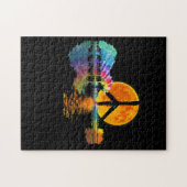 Guitar Lake Shadow Peace Liebe Guitar Hippie Puzzle (Horizontal)