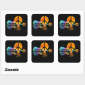 Guitar Lake Shadow Peace Liebe Guitar Hippie Quadratischer Aufkleber (Blatt)