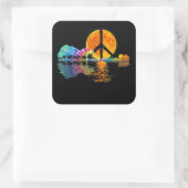Guitar Lake Shadow Peace Liebe Guitar Hippie Quadratischer Aufkleber (Tasche)