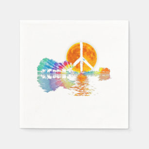 Guitar Lake Shadow Peace Liebe Guitar Hippie Serviette