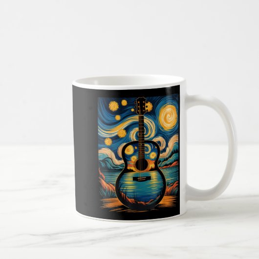 Guitar Lake Starry Night Music Guitarist Van Gogh Kaffeetasse (Rechts)