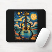 Guitar Lake Starry Night Music Guitarist Van Gogh  Mousepad (Mit Mouse)