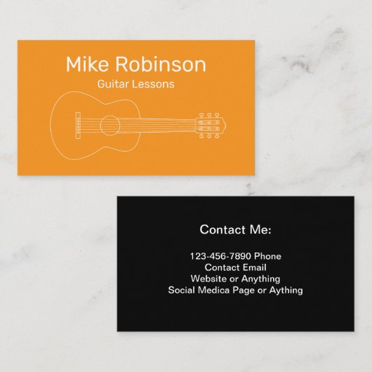 Guitar Lessons Music Instructor Business Cards Visitenkarte (Vorne/Hinten)