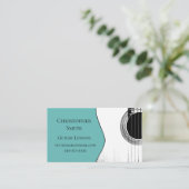 Guitar Lessons QR Code Musical Trendy Teal  Visitenkarte (Stehend Vorderseite)