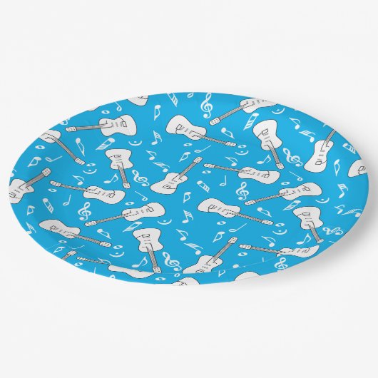 Guitar Lines Musiknotens Pappteller (Schrägansicht)