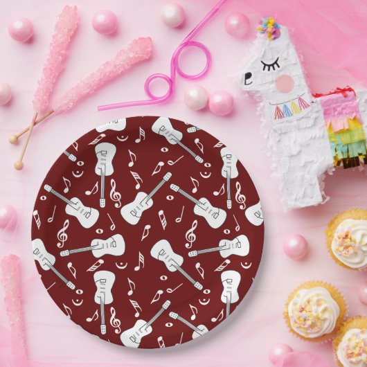 Guitar Lines Musiknotens Pappteller (Party)