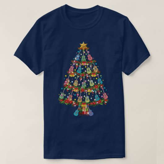 Guitar Lover Christmas Tree Gitarre Musiker T-Shirt (Design vorne)