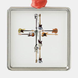 Guitar Lover   Guitar Cross Gift Ornament Aus Metall