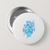 Guitar Lover Head Of A Bass Guitar Player Button (Vorne & Hinten)