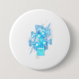 Guitar Lover Head Of A Bass Guitar Player Button