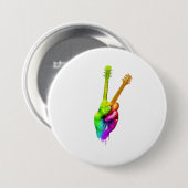 Guitar Lover | Say Hi Guitar Hands Geschenk Button (Vorne & Hinten)