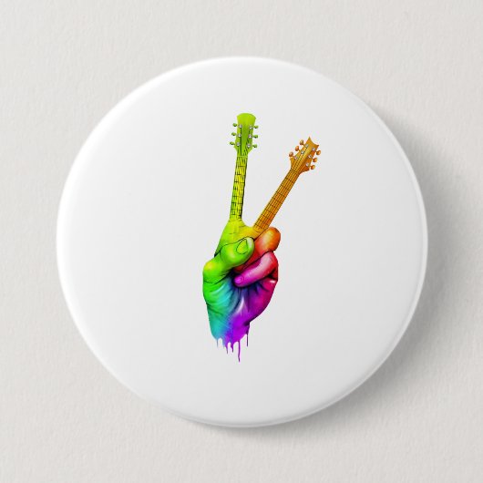 Guitar Lover | Say Hi Guitar Hands Geschenk Button (Vorderseite)