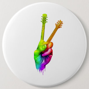 Guitar Lover   Say Hi Guitar Hands Geschenk Button