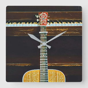Guitar lovers gifts quadratische wanduhr