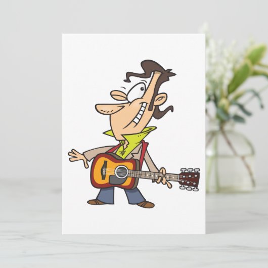 Guitar Man Rockstar Einladung (Stehend Vorderseite)