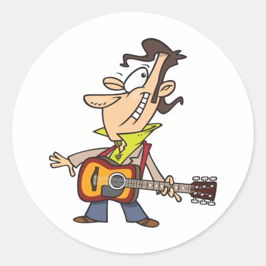 Guitar Man Rockstar Runder Aufkleber (Vorderseite)