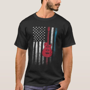 Guitar Music Musician 4. Juli American Flag USA T-Shirt
