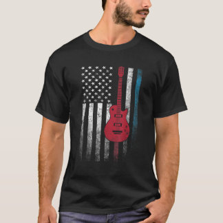 Guitar Music Musician 4. Juli American Flag USA T-Shirt