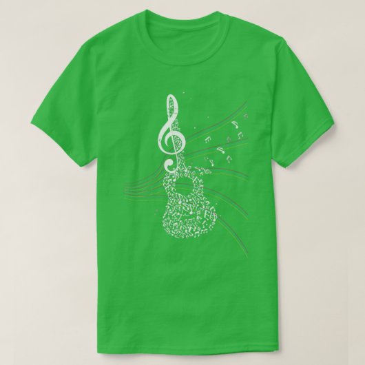 Guitar Music Treble Clef T-Shirt (Design vorne)