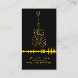 Guitar Music World Teacher Player Black Gold Imita Visitenkarte