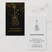 Guitar Music World Teacher Player Black Gold Imita Visitenkarte (Vorne/Hinten)