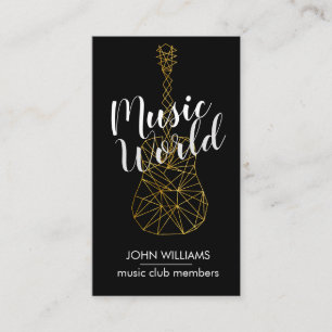 Guitar Music World Teacher Player Grau Black Gold Visitenkarte