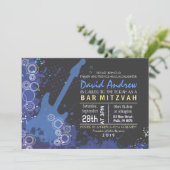 GUITAR Musical Bar Bat Mitzvah Einladung Party (Stehend Vorderseite)