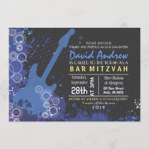 GUITAR Musical Bar Bat Mitzvah Einladung Party