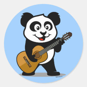 Guitar Panda Runder Aufkleber