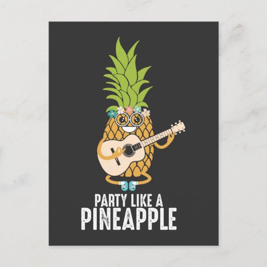 Guitar Pineaple Aloha Hawaii Holiday Frucht Postkarte (Vorderseite)