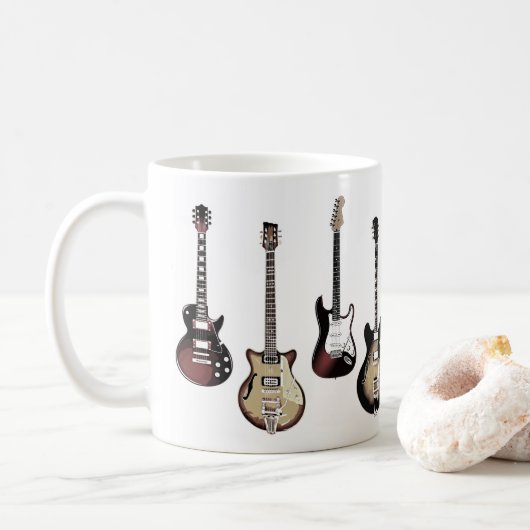Guitar Player Gift Rock and Roll Musician Band Mug Kaffeetasse (Mit Donut)