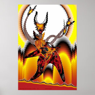 Guitar Players from Outer space series Fire Poster