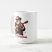 Guitar Playing Cowboy Santa Kaffeetasse (Vorderseite Links)
