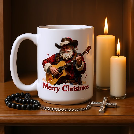 Guitar Playing Cowboy Santa Kaffeetasse