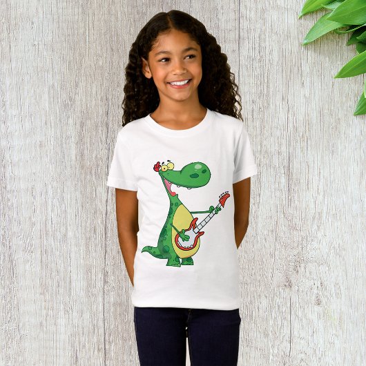Guitar Playing Dinosaur Girls T - Shirt